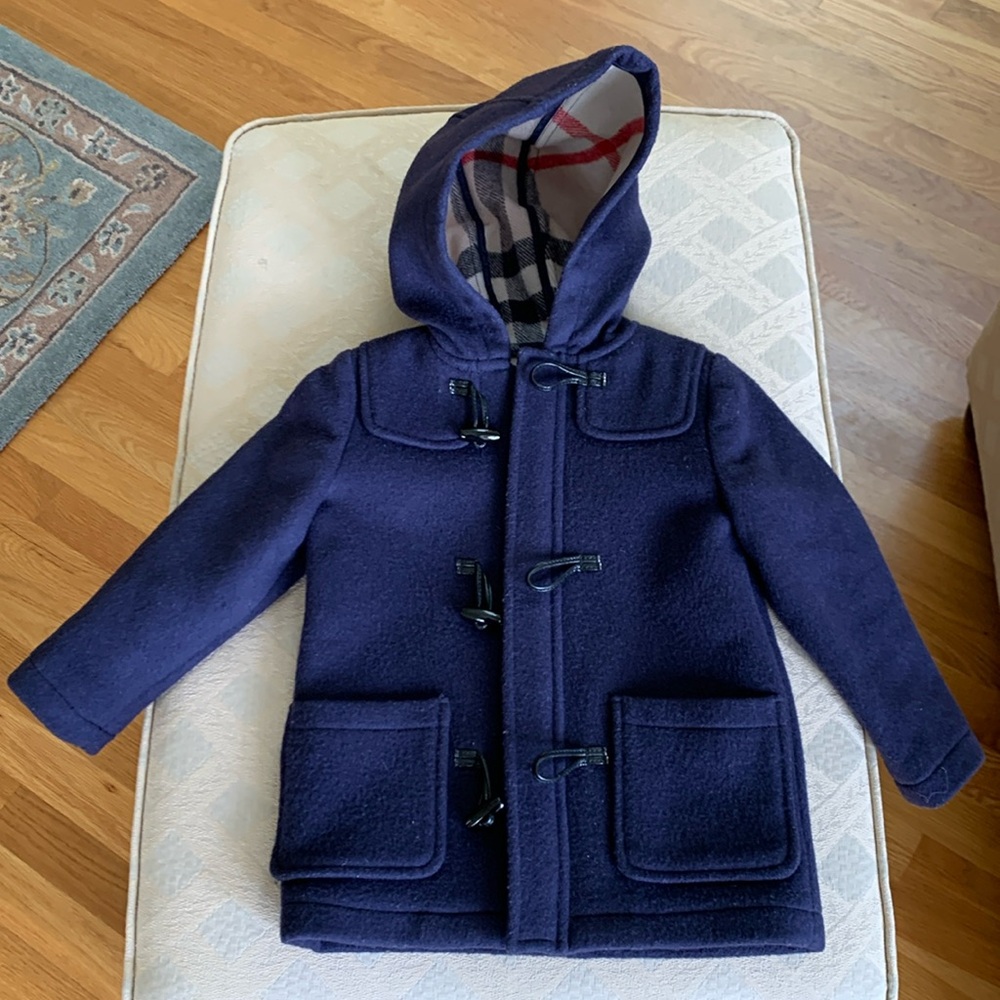 Burberry Navy Blue Kids Wool Jacket Size 3T Used